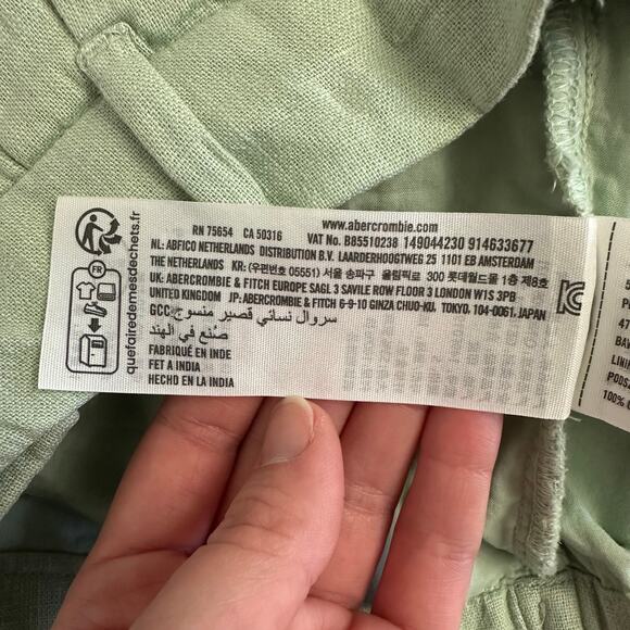 Abercrombie & Fitch Linen Blend Pleated High Rise Shorts Women’s S Sage Green - Picture 9 of 12